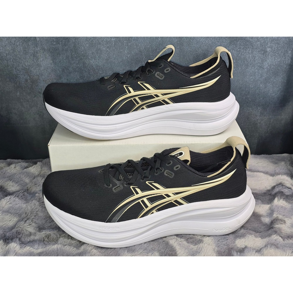 NWOT ASICS Gel-Nimbus 28 Black Tan Running Shoes Mens Size 10 1011C127